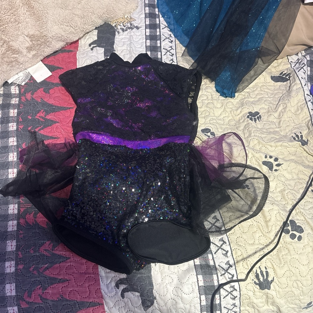 Kids Black and Purple Dance Costume